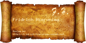 Fridrich Hieronima névjegykártya